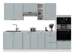 Mueble de cocina azul claro-gris-blanco 280x60x81.6 fame-line