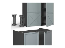 Mueble de cocina azul claro/gris antracita 240x60x81.6 fame-line