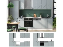 Mueble de cocina azul claro-gris-blanco 300x60x81.6 fame-line