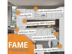 Mueble de cocina azul claro-gris-blanco 280x60x81.6 fame-line