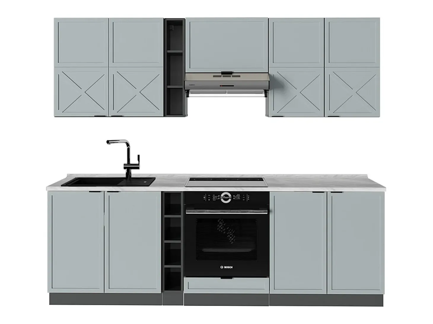 Mueble de cocina azul claro/gris antracita 235x60x81.6 fame-line