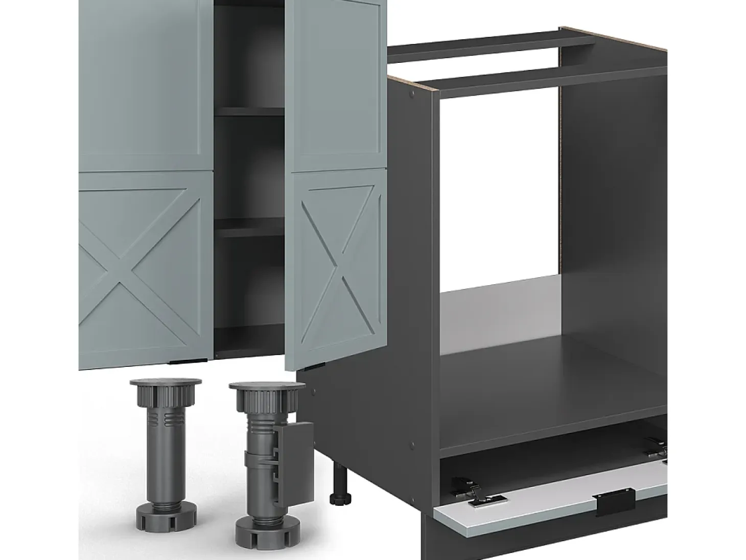 Mueble de cocina azul claro/gris antracita 300x60x81.6 fame-line