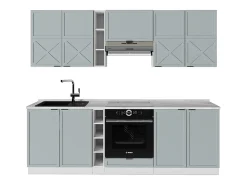 Mueble de cocina azul claro-gris-blanco 235x60x81.6 fame-line