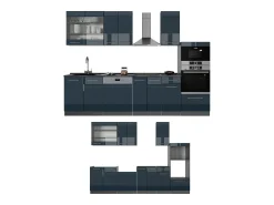 Mueble de cocina azul oscuro alto brillo/antracita 300x60x81.6 fame-line