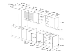 Mueble de cocina azul oscuro alto brillo/antracita 355x60x81.6 fame-line