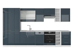 Mueble de cocina azul oscuro alto brillo 355x46x81.6 fame-line