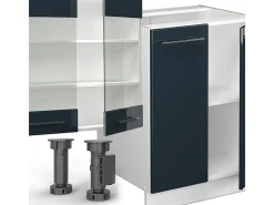 Mueble de cocina azul oscuro alto brillo/blanco 300x60x81.6 fame-line