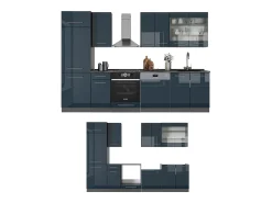 Mueble de cocina azul oscuro alto brillo/antracita 300x60x81.6 fame-line