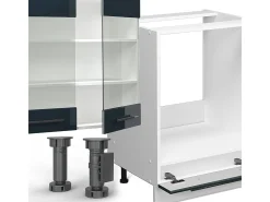 Mueble de cocina azul oscuro alto brillo/blanco 300x60x81.6 fame-line