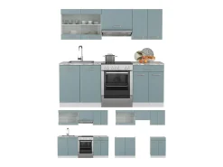 Mueble de cocina azul-gris-blanco 200x46x81.6 r-line