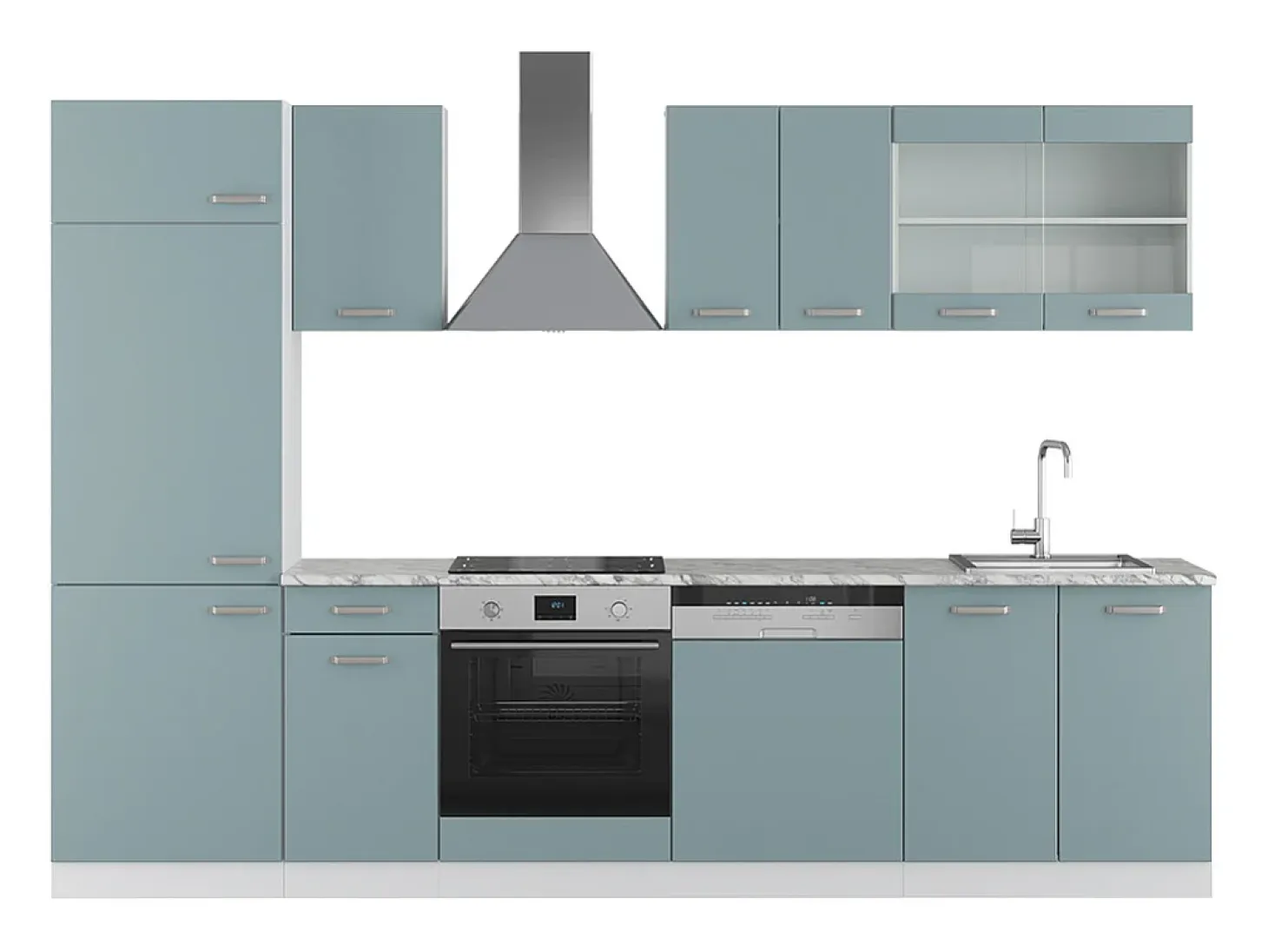 Mueble de cocina azul-gris-blanco 300x46x81.6 r-line