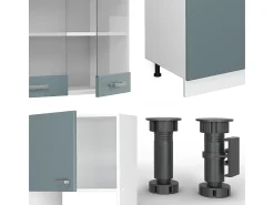 Mueble de cocina azul-gris-blanco 300x60x81.6 r-line