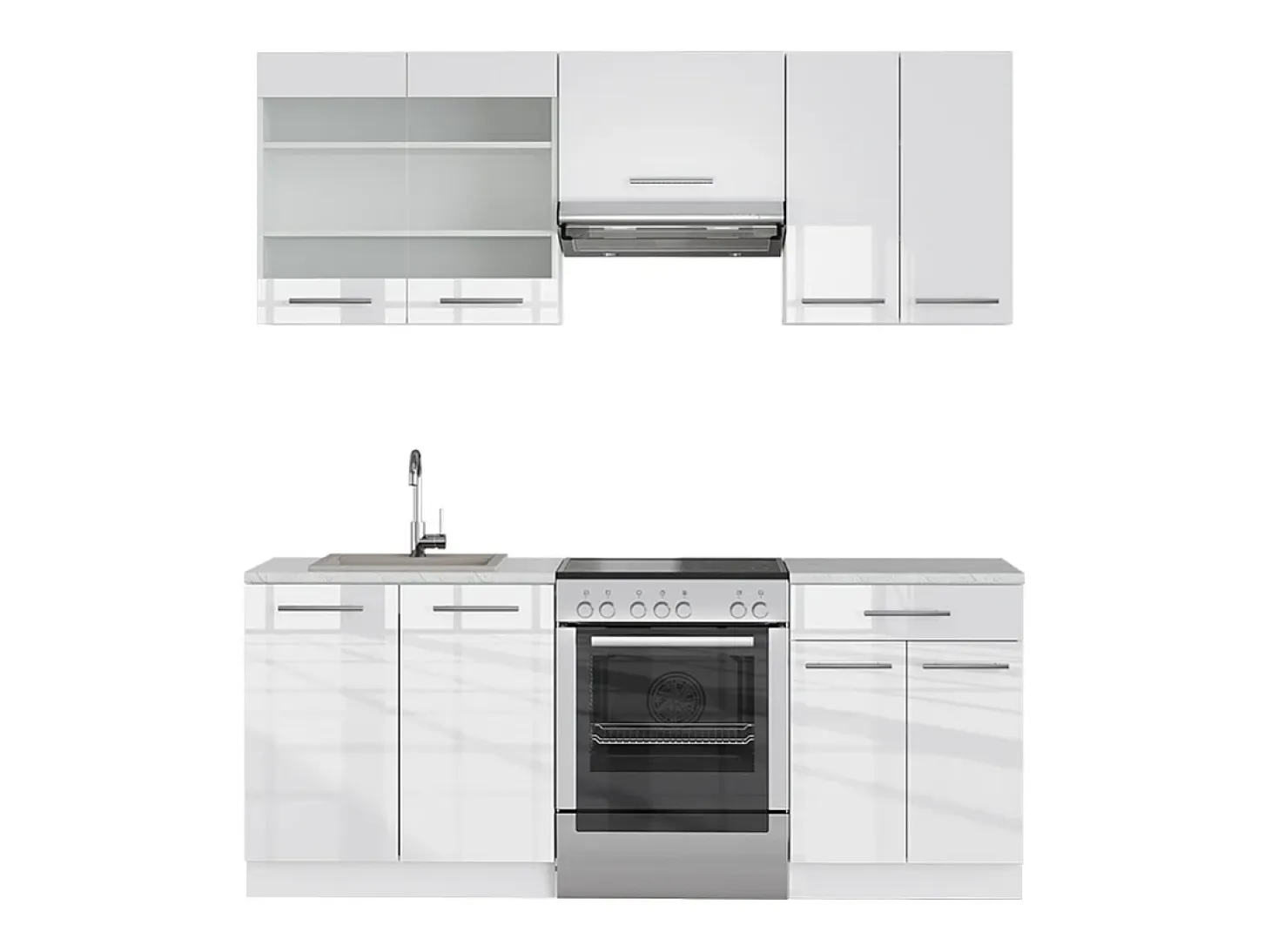 Mueble de cocina blanco alto brillo/blanco 200x60x81.6 fame-line