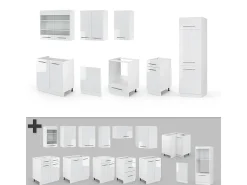 Mueble de cocina blanco alto brillo/blanco 300x60x81.6 fame-line