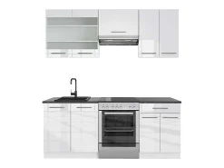 Mueble de cocina blanco alto brillo/blanco 200x60x81.6 fame-line