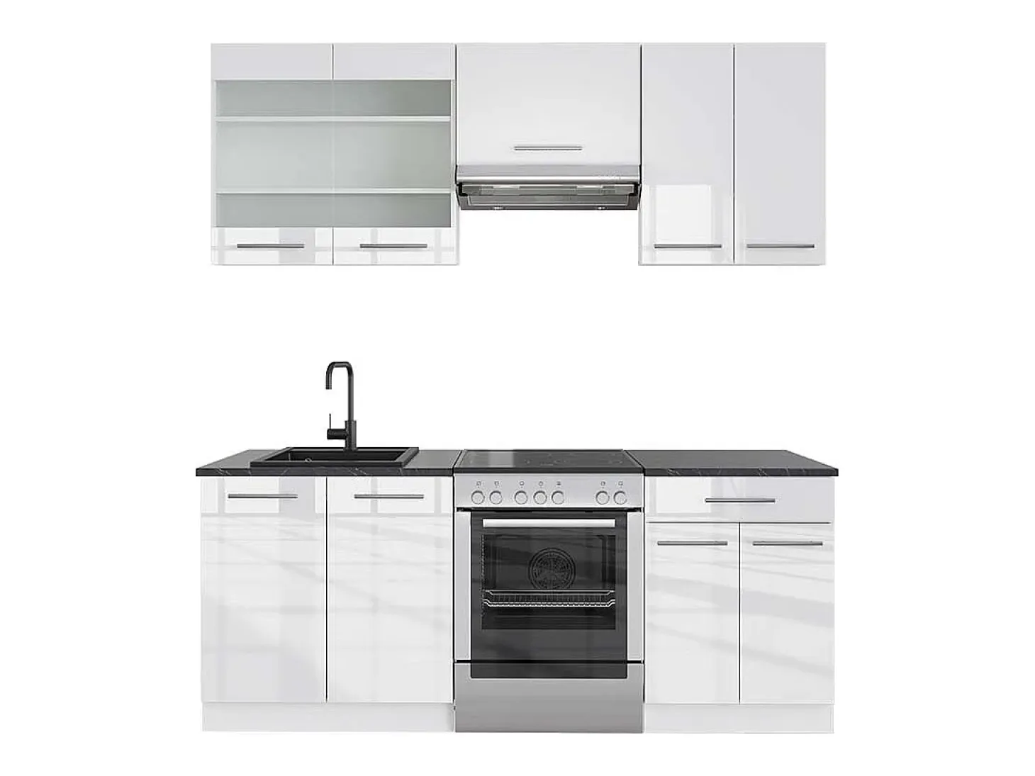 Mueble de cocina blanco alto brillo/blanco 200x60x81.6 fame-line