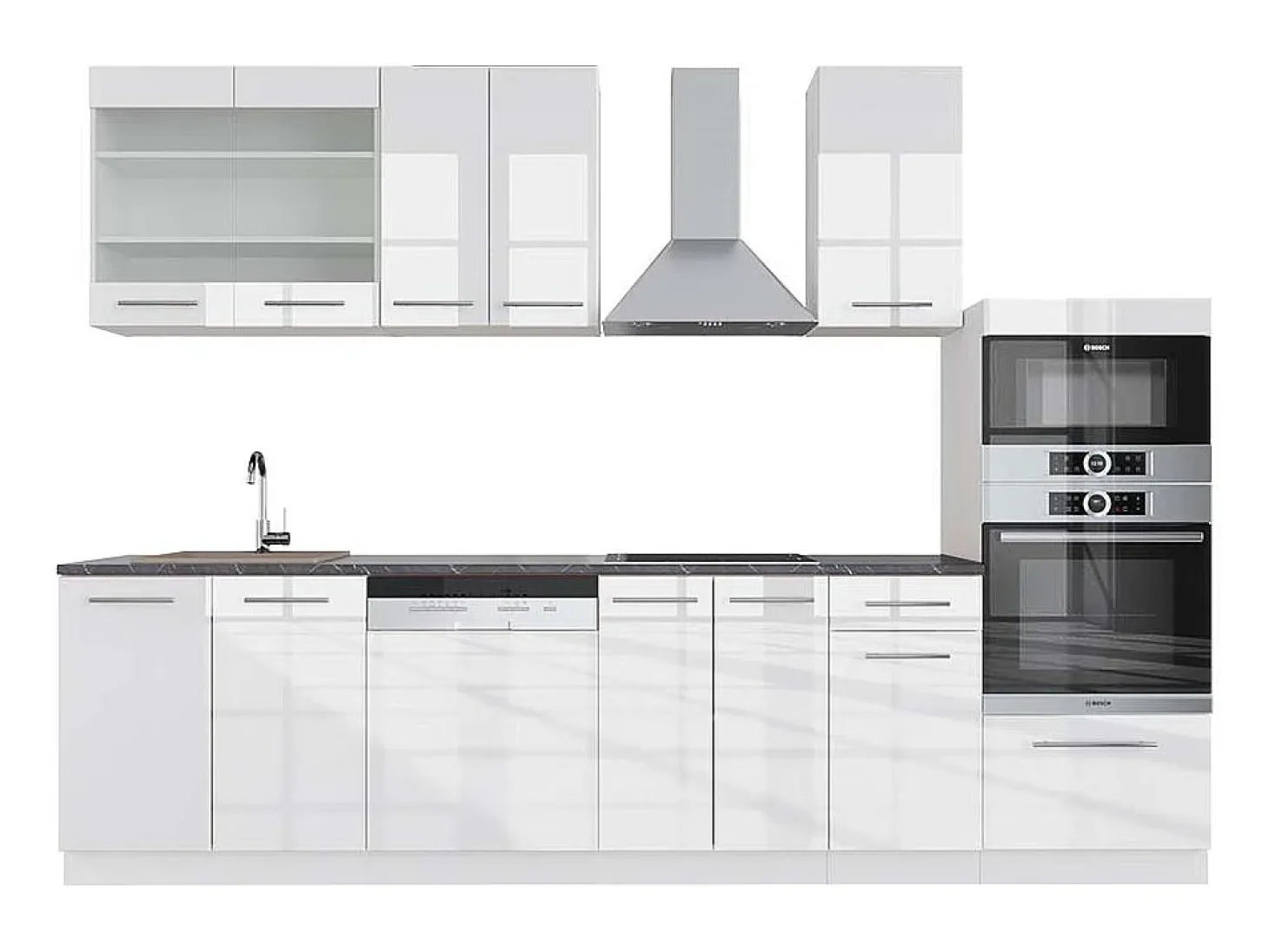 Mueble de cocina blanco alto brillo/blanco 300x60x81.6 fame-line