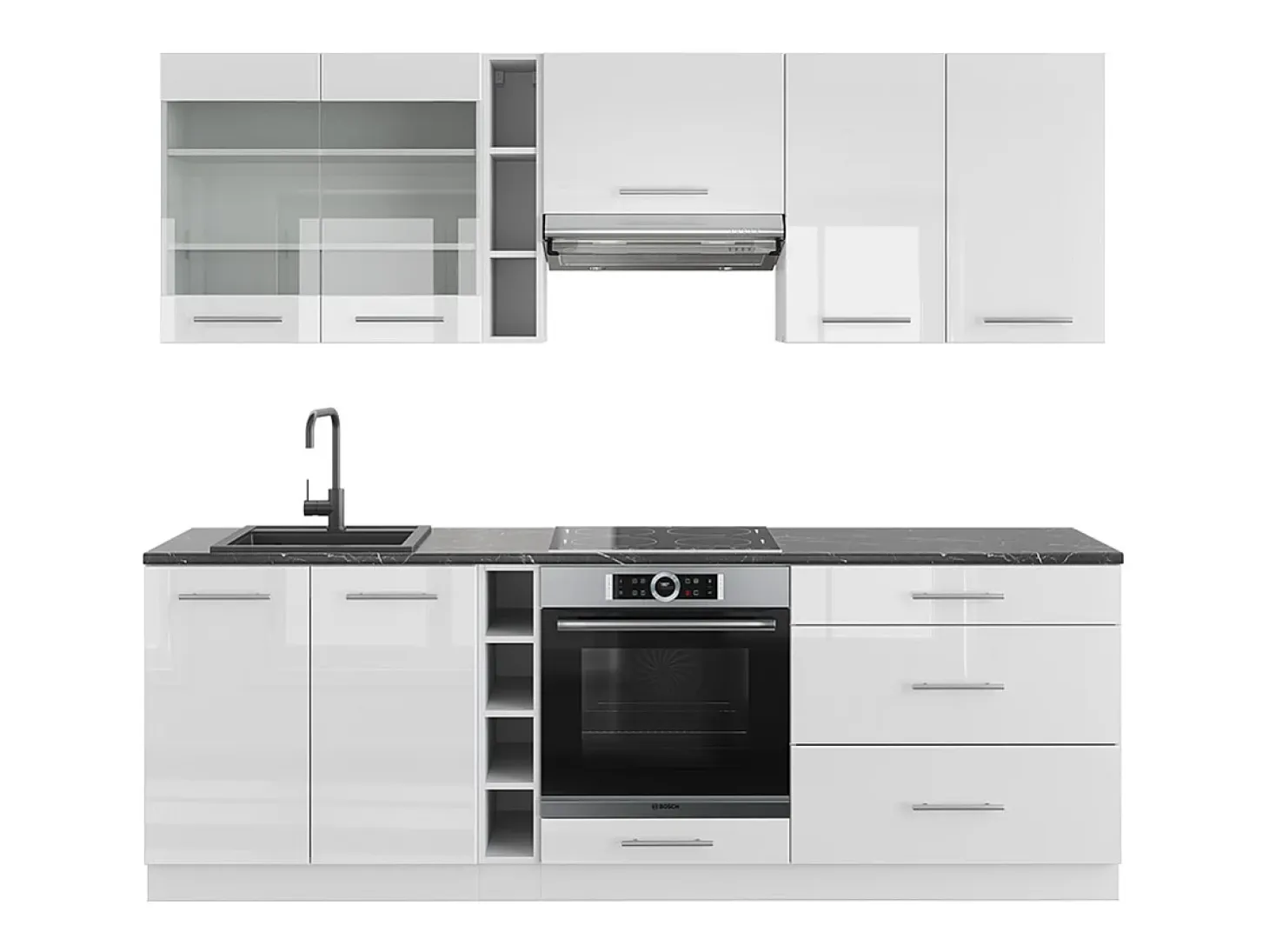 Mueble de cocina blanco alto brillo/blanco 235x46x81.6 fame-line