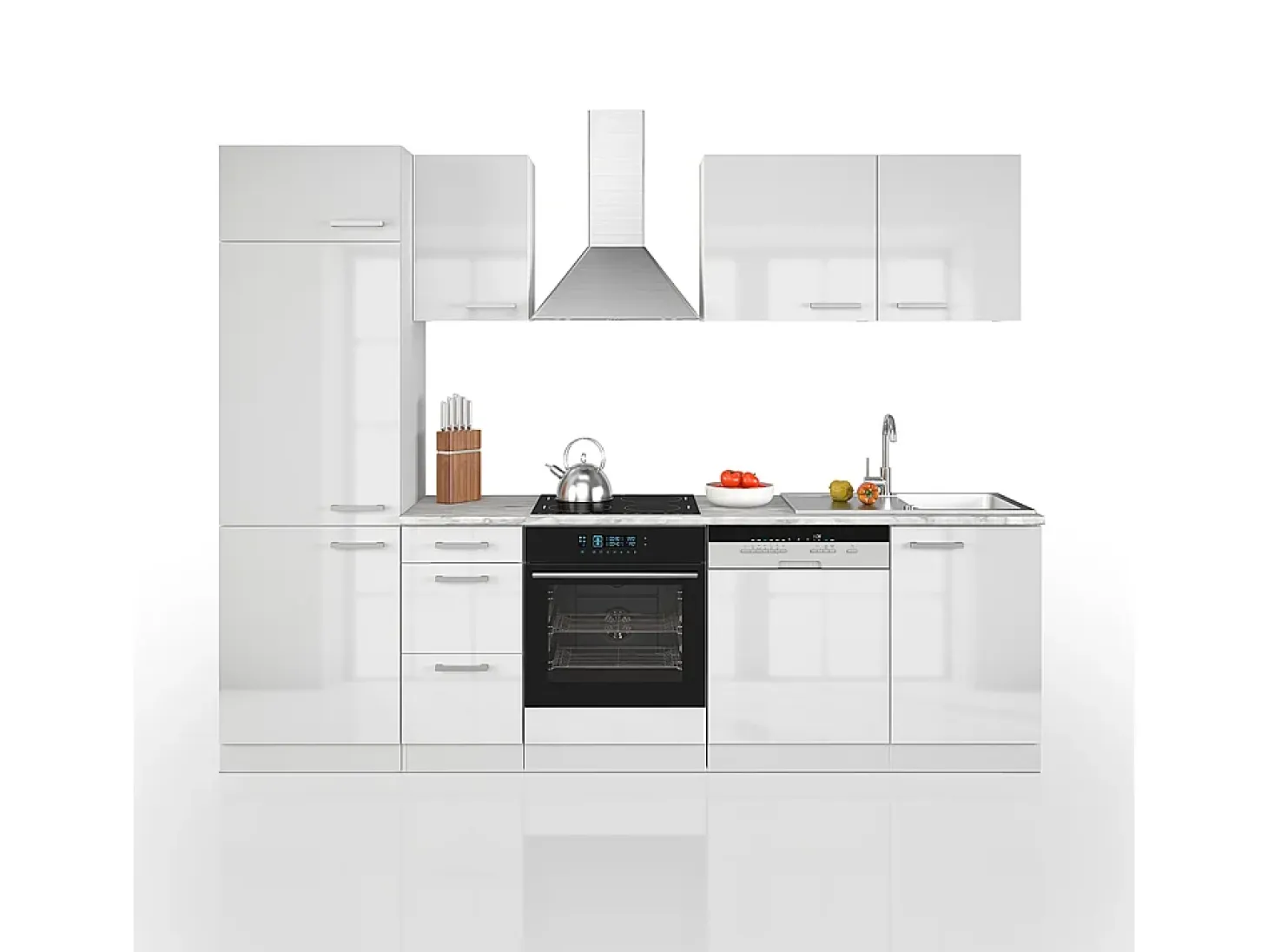 Mueble de cocina blanco alto brillo/blanco 270x57.1x81.6 optima