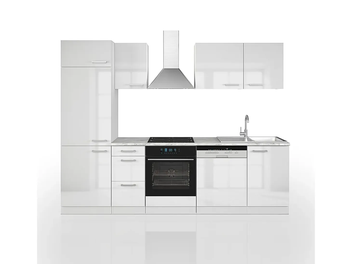 Mueble de cocina blanco alto brillo/blanco 270x57.1x81.6 optima