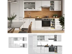 Mueble de cocina blanco alto brillo/blanco 355x60x81.6 fame-line