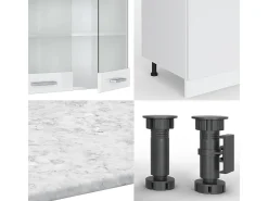 Mueble de cocina blanco alto brillo/blanco 300x46x81.6 r-line