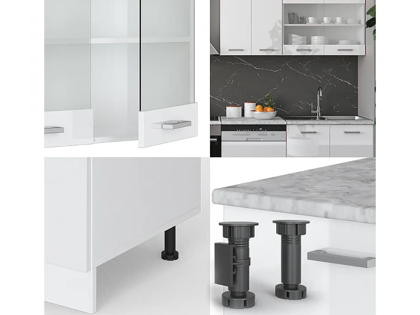 Mueble de cocina blanco alto brillo/blanco 300x60x81.6 r-line