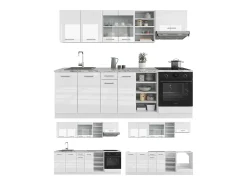 Mueble de cocina blanco alto brillo/blanco 240x60x81.6 r-line