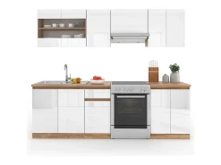 Mueble de cocina blanco alto brillo/blanco 240x60x81.6 raul