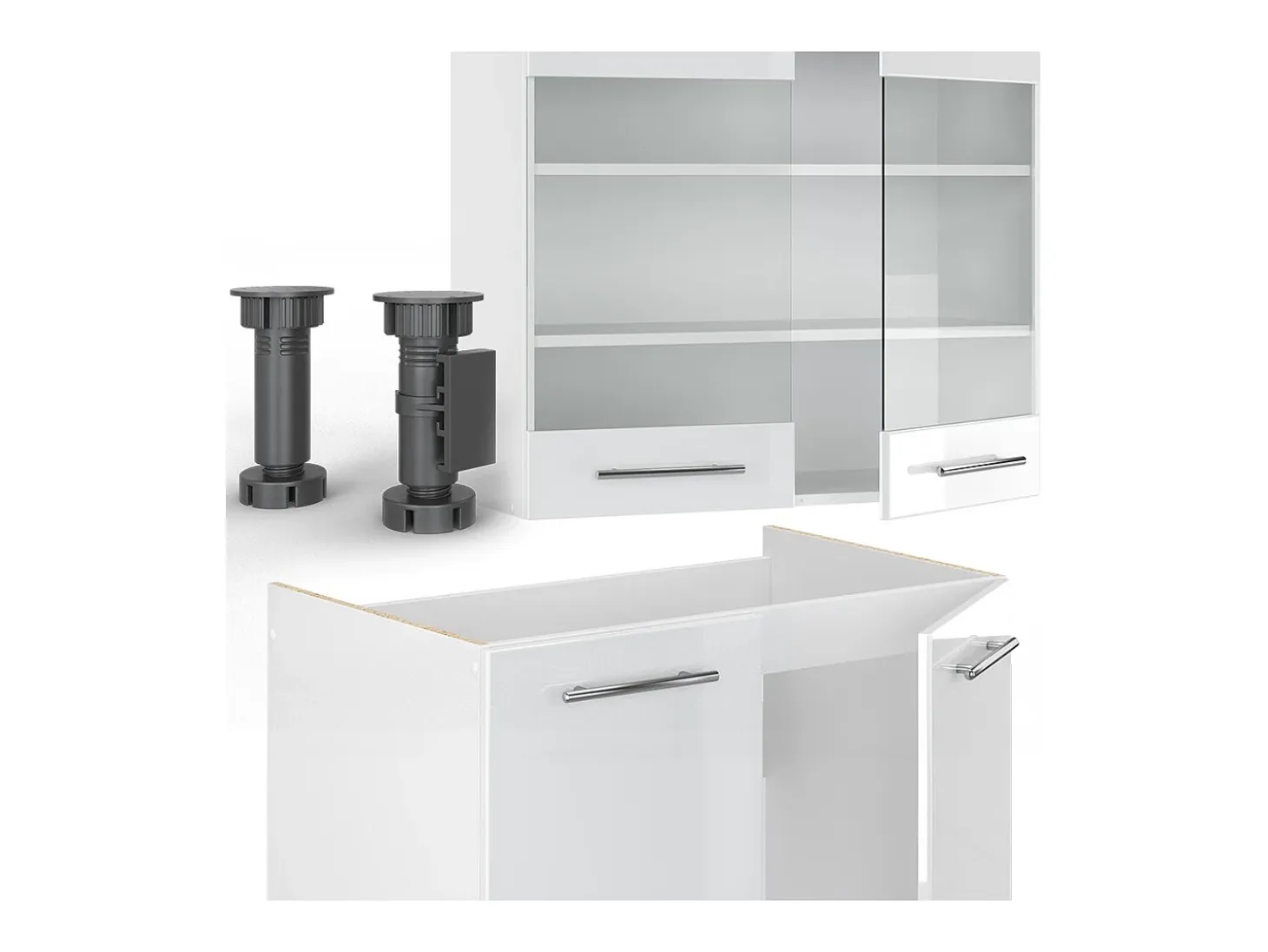 Mueble de cocina blanco alto brillo/blanco 235x60x81.6 fame-line