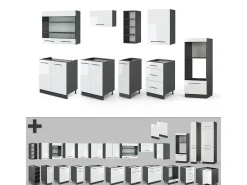 Mueble de cocina blanco brillo/antracita 280x60x81.6 fame-line