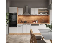 Mueble de cocina blanco brillo intenso/roble dorado 300x60x81.6 r-line
