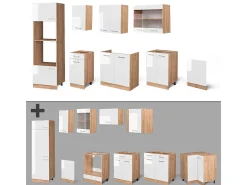 Mueble de cocina blanco brillo intenso/roble dorado 300x60x81.6 r-line