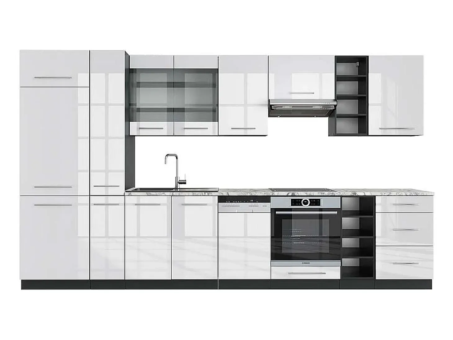 Mueble de cocina blanco brillo/antracita 355x60x81.6 fame-line