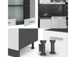 Mueble de cocina blanco brillo/antracita 300x60x81.6 r-line