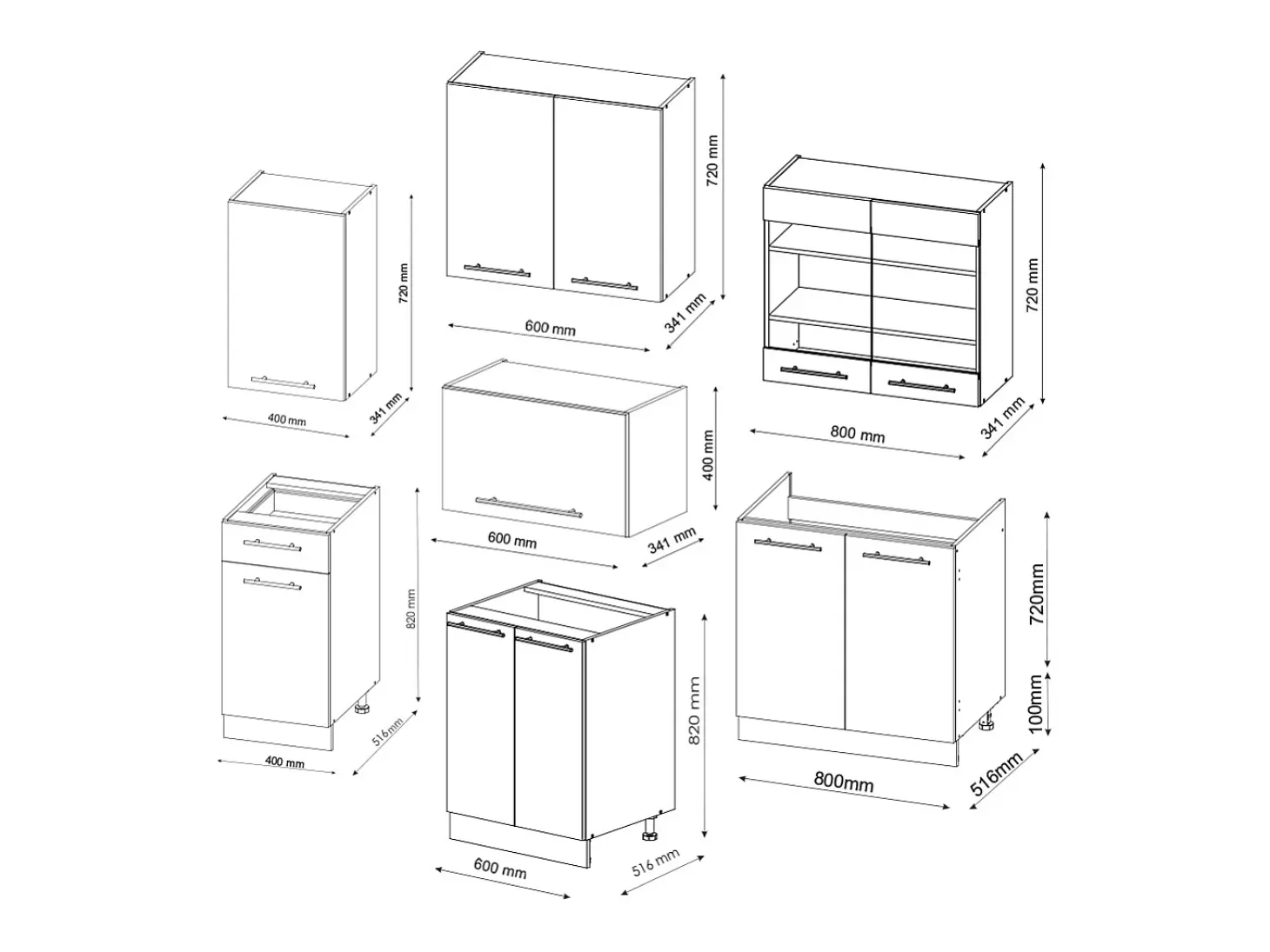 Mueble de cocina blanco brillo intenso/roble dorado 240x60x81.6 fame-line