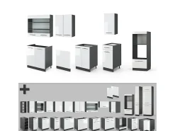 Mueble de cocina blanco brillo/antracita 300x60x81.6 fame-line