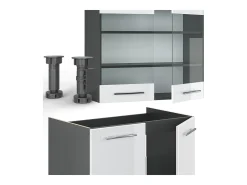 Mueble de cocina blanco brillo/antracita 235x60x81.6 fame-line