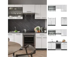 Mueble de cocina blanco brillo/antracita 200x46x81.6 fame-line