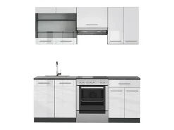 Mueble de cocina blanco brillo/antracita 200x46x81.6 fame-line