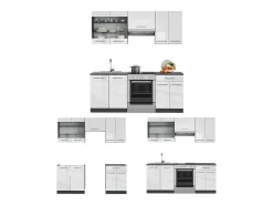 Mueble de cocina blanco brillo/antracita 200x46x81.6 fame-line
