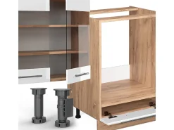 Mueble de cocina blanco brillo intenso/roble dorado 300x46x81.6 fame-line
