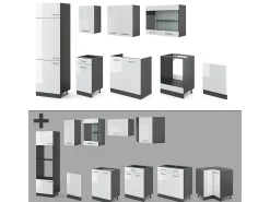 Mueble de cocina blanco brillo/antracita 300x60x81.6 r-line