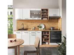 Mueble de cocina blanco brillo intenso/roble dorado 240x60x81.6 r-line