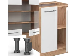 Mueble de cocina blanco brillo intenso/roble dorado 300x46x81.6 fame-line