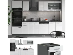 Mueble de cocina blanco brillo/antracita 300x46x81.6 r-line