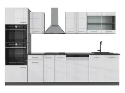 Mueble de cocina blanco brillo/antracita 300x46x81.6 r-line