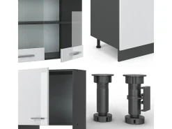 Mueble de cocina blanco brillo/antracita 300x46x81.6 r-line