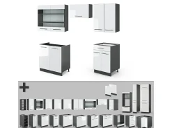 Mueble de cocina blanco brillo/antracita 200x60x81.6 fame-line