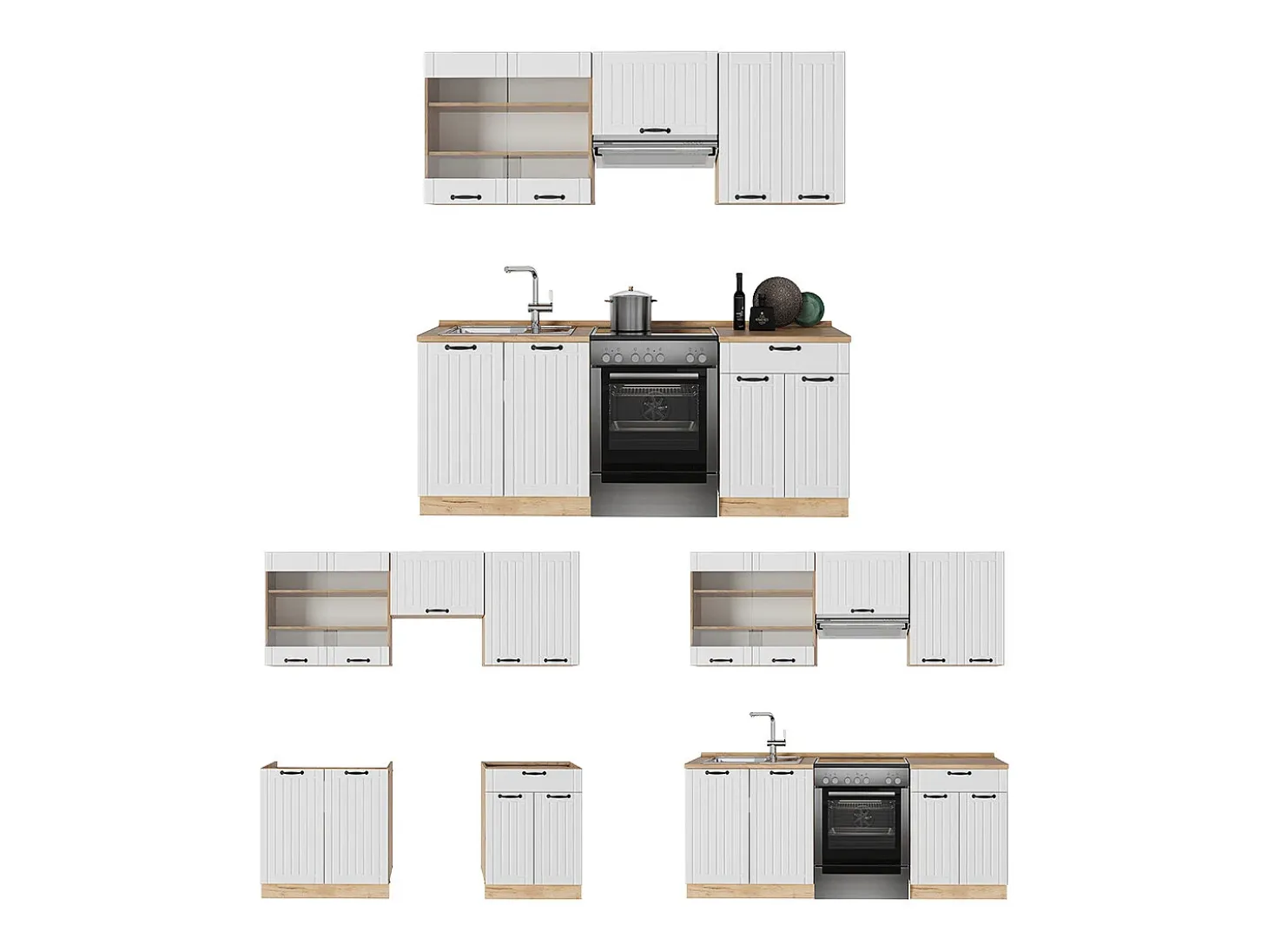 Mueble de cocina blanco casa de campo 200x60x81.6 fame-line